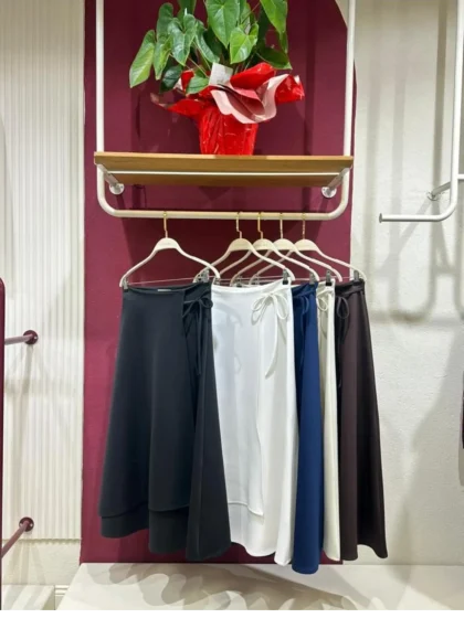 Skuba Bağlamalı Etek Siyah Kahve Krem Beyaz Lacivert - Entare Butik