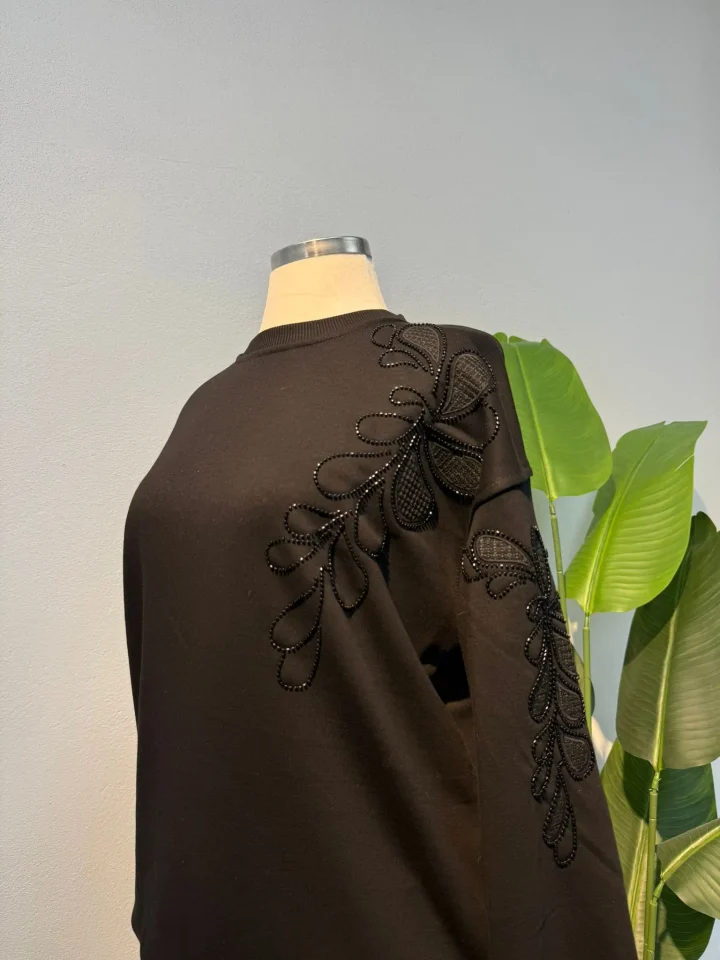 Taş Detaylı Sweat Siyah - Entare Butik