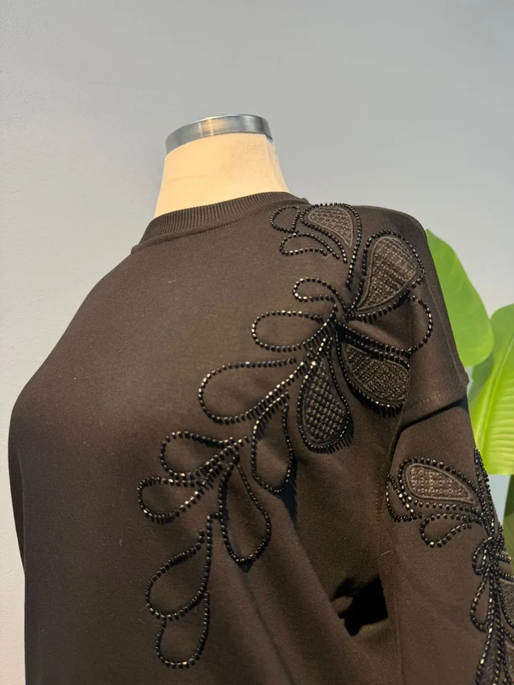 Taş Detaylı Sweat Siyah - Entare Butik