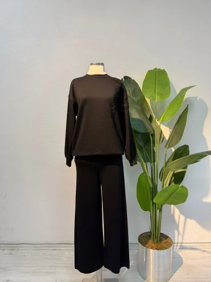 Taş Detaylı Sweat Siyah - Entare Butik