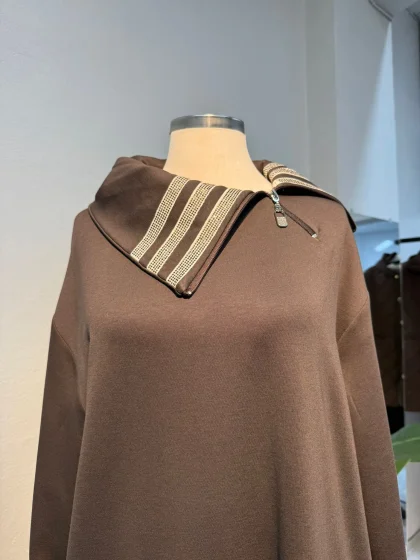 Yaka Detay Takım Kahverengi - Entare Butik