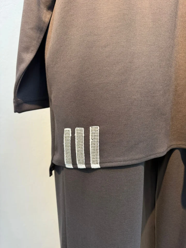 Yaka Detay Takım Kahverengi - Entare Butik