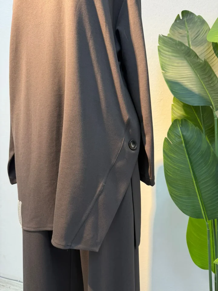 Yaka Detay Takım Kahverengi - Entare Butik