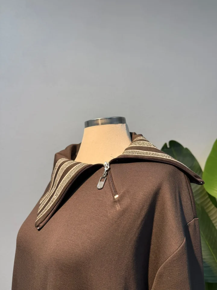 Yaka Detay Takım Kahverengi - Entare Butik