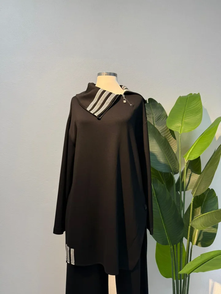 Yaka Detay Takım Siyah - Entare Butik