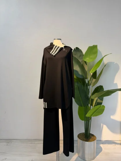 Yaka Detay Takım Siyah - Entare Butik