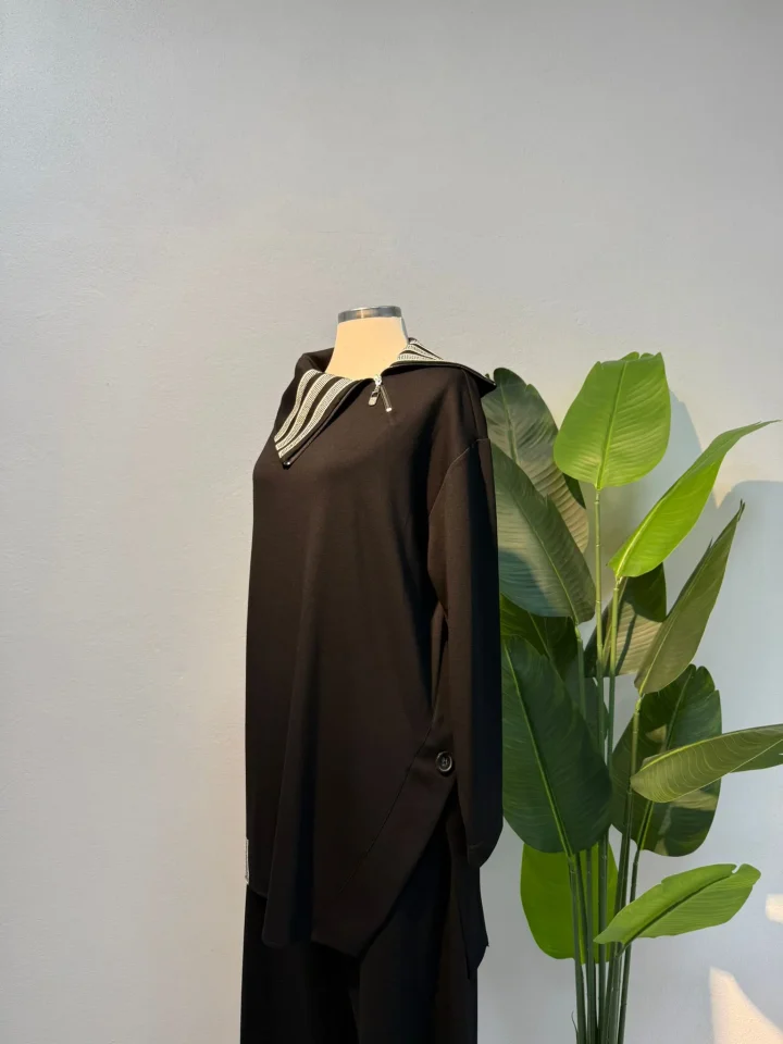 Yaka Detay Takım Siyah - Entare Butik