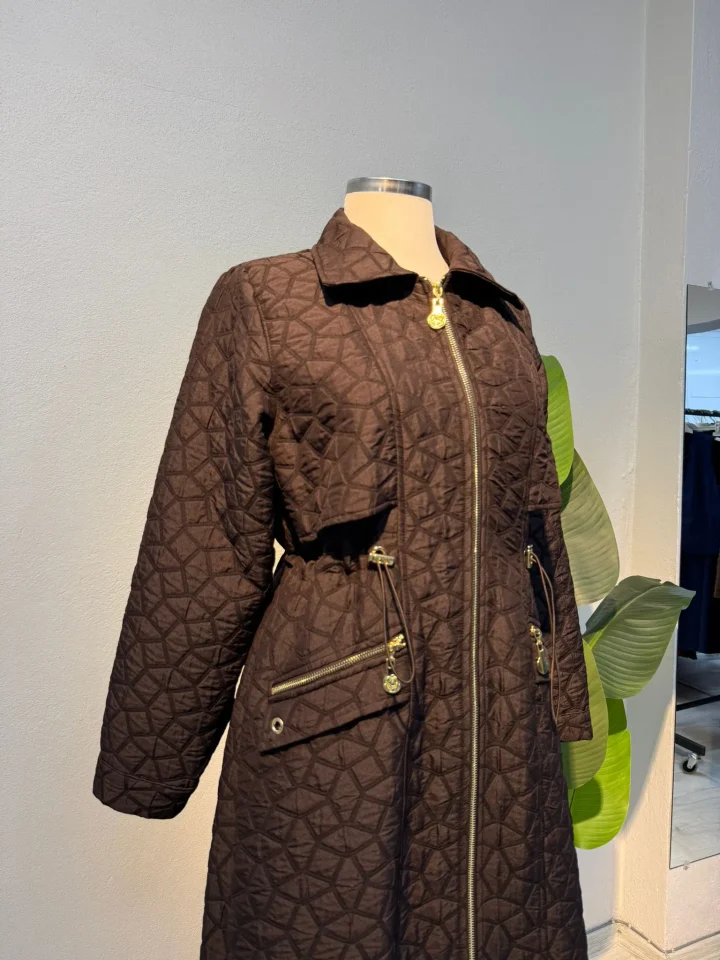 Zarif Spor Kapitone Dış Giyim Kahverengi- Entare Butik