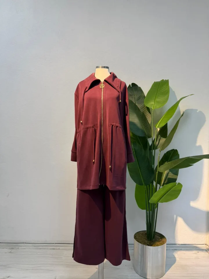 Zımba Detay Takım Bordo - Entare Butik
