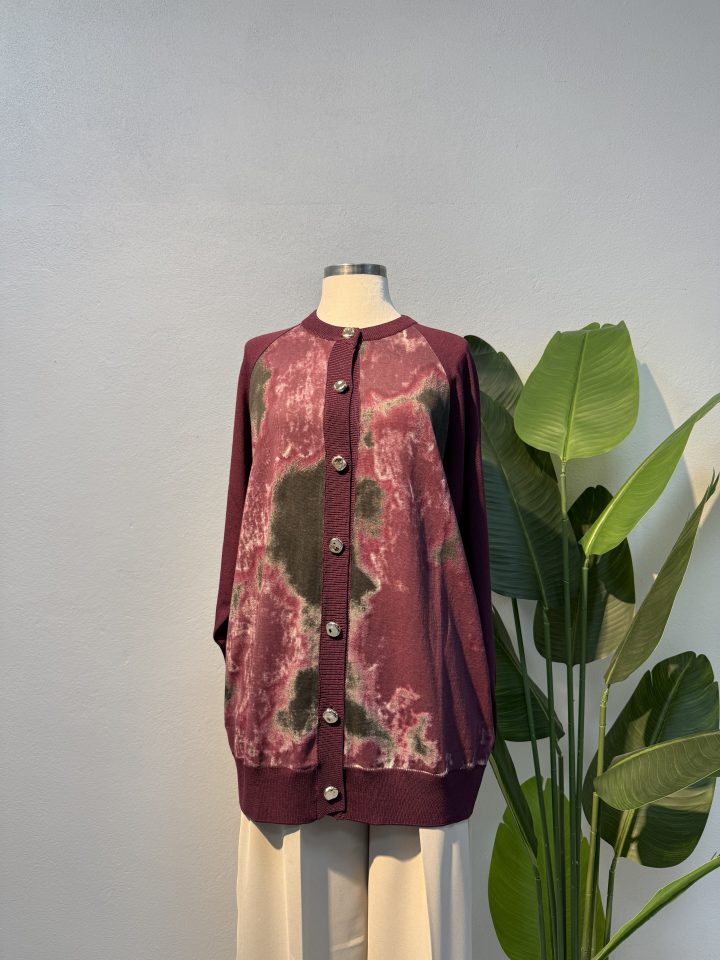 Batik Desen Merserize Hırka – Mor- Entare Butik