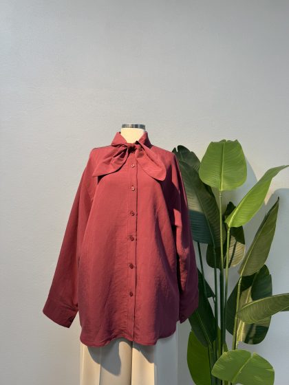 Tensel Fiyonk Detay Gömlek – Bordo-Entare Butik