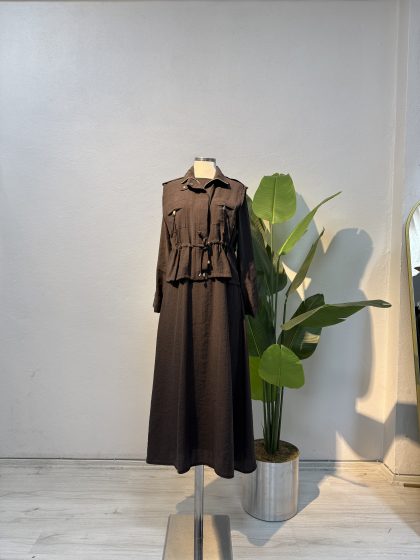 Qupra Ceket & Elbise Takım – Kahverengi Entare Butik