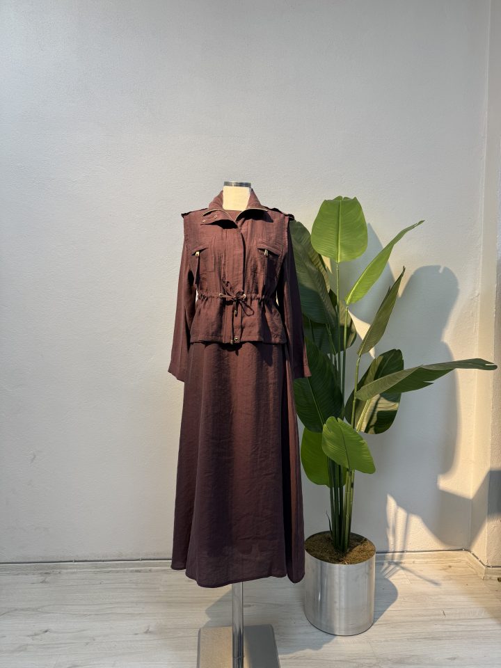 Qupra Yelek & Elbise Takım – Yeşil Entare Butik