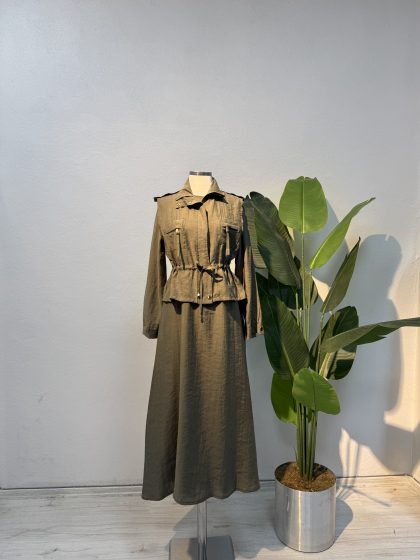 Qupra Yelek & Elbise Takım – Yeşil Entare Butik