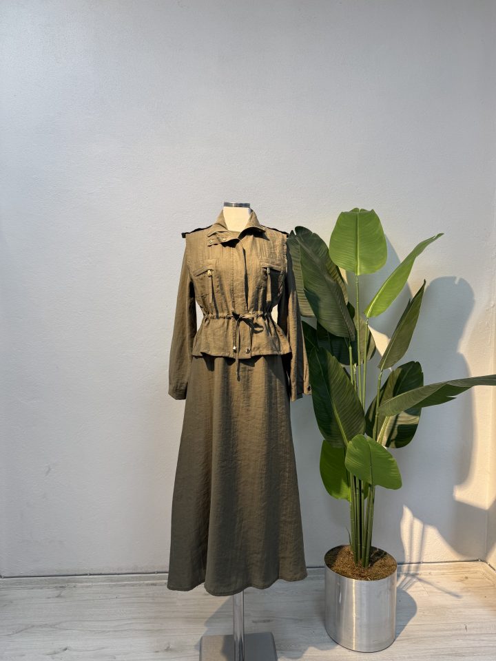 Qupra Yelek & Elbise Takım – Yeşil Entare Butik