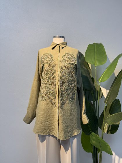 İşlemeli Gömlek – Kahverengi Entare Butik