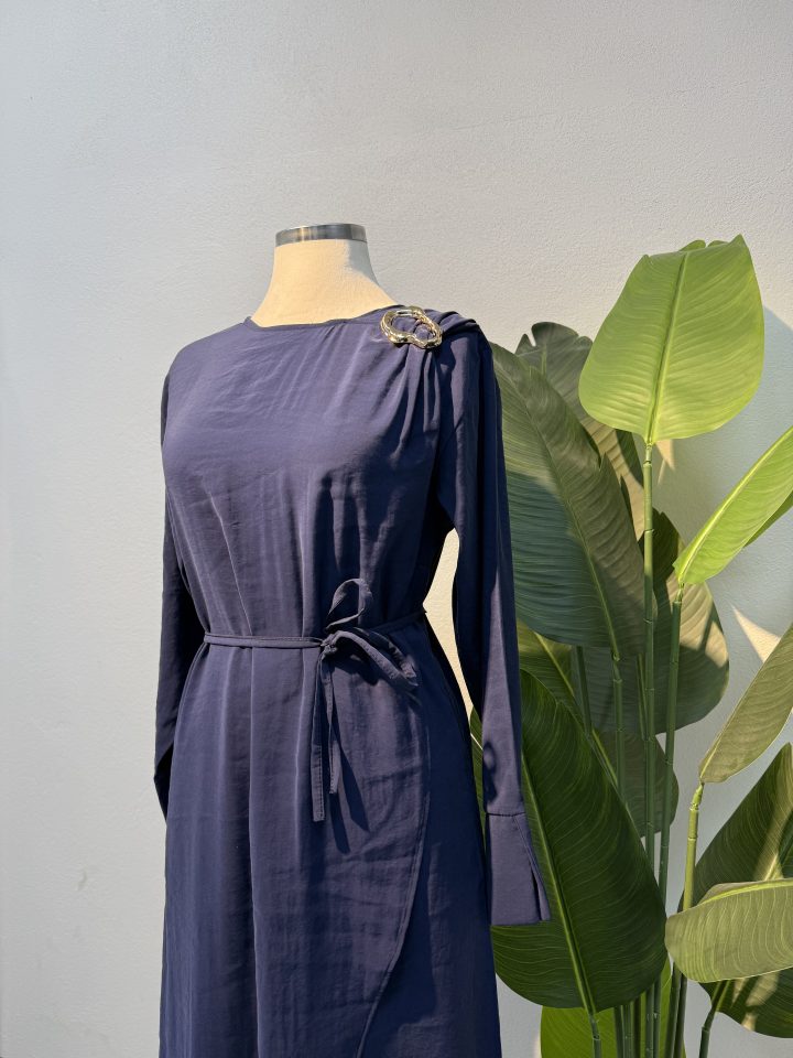 Toka Detay Elbise – Mavi Entare Butik