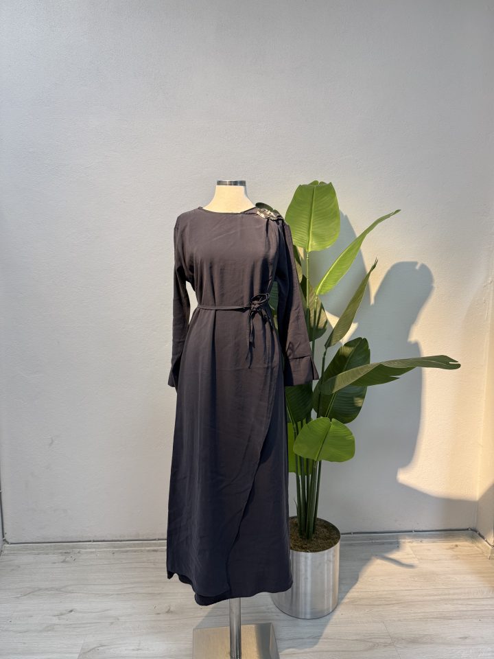 Toka Detay Elbise – Antrasit Entare Butik