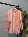Çilek Kumaş Dantelli Gömlek – Pembe-Entare Butik