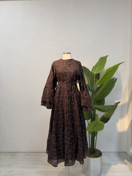 Dantelli Simli Elbise – Mürdüm-Entare Butik
