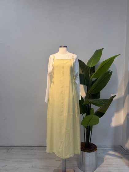 Tensel Kumaş Jile Elbise – Sarı-Entare Butik