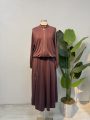 Desenli Fermuarlı Etekli Takım – Mürdüm Entare Butik
