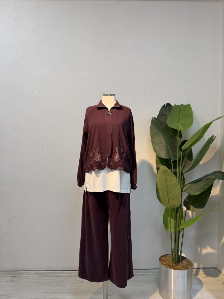 3’lü Pantolonlu Ceketli Takım – Mürdüm Entare Butik